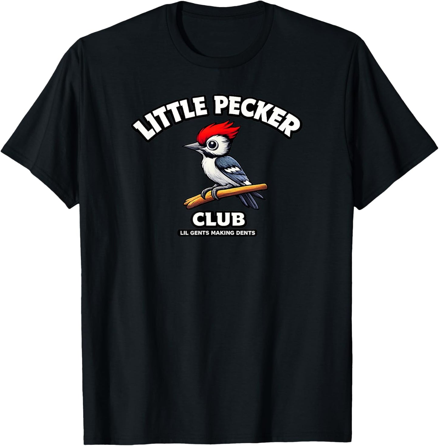 Little Pecker Club Funny Woodpecker Adult Humor T-Shirt - T-Shirt | Black