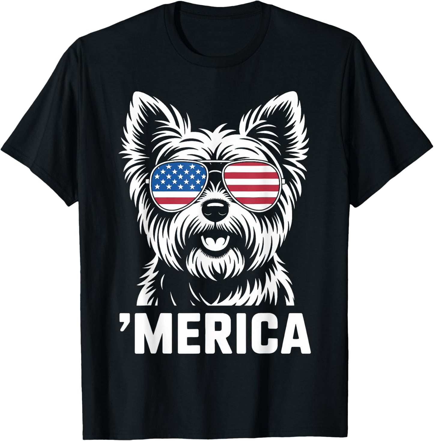 Yorkshire Terrier 4th of July ‘Merica Patriotic T-Shirt - T-Shirt | Black