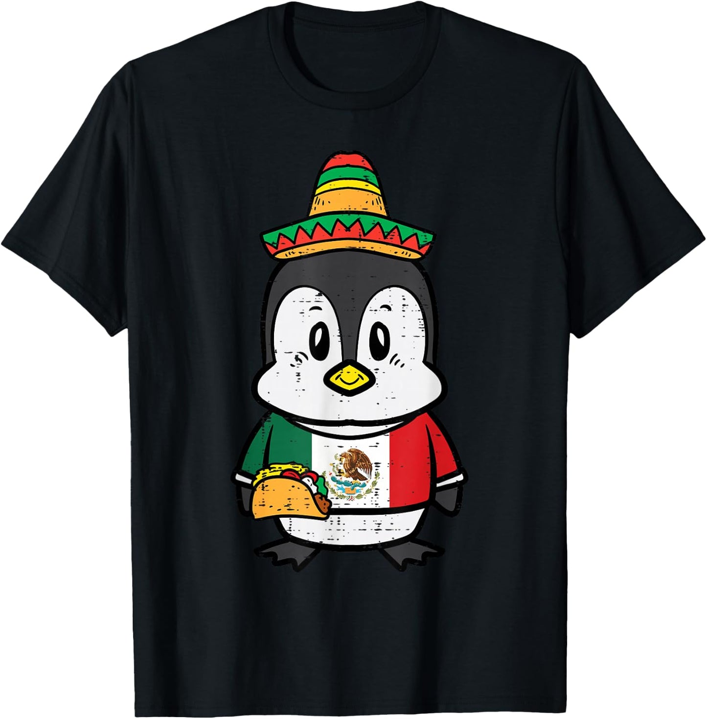 Penguin Mexico Flag Cinco De Mayo Mexican Independence Day T-Shirt - T-Shirt | Black
