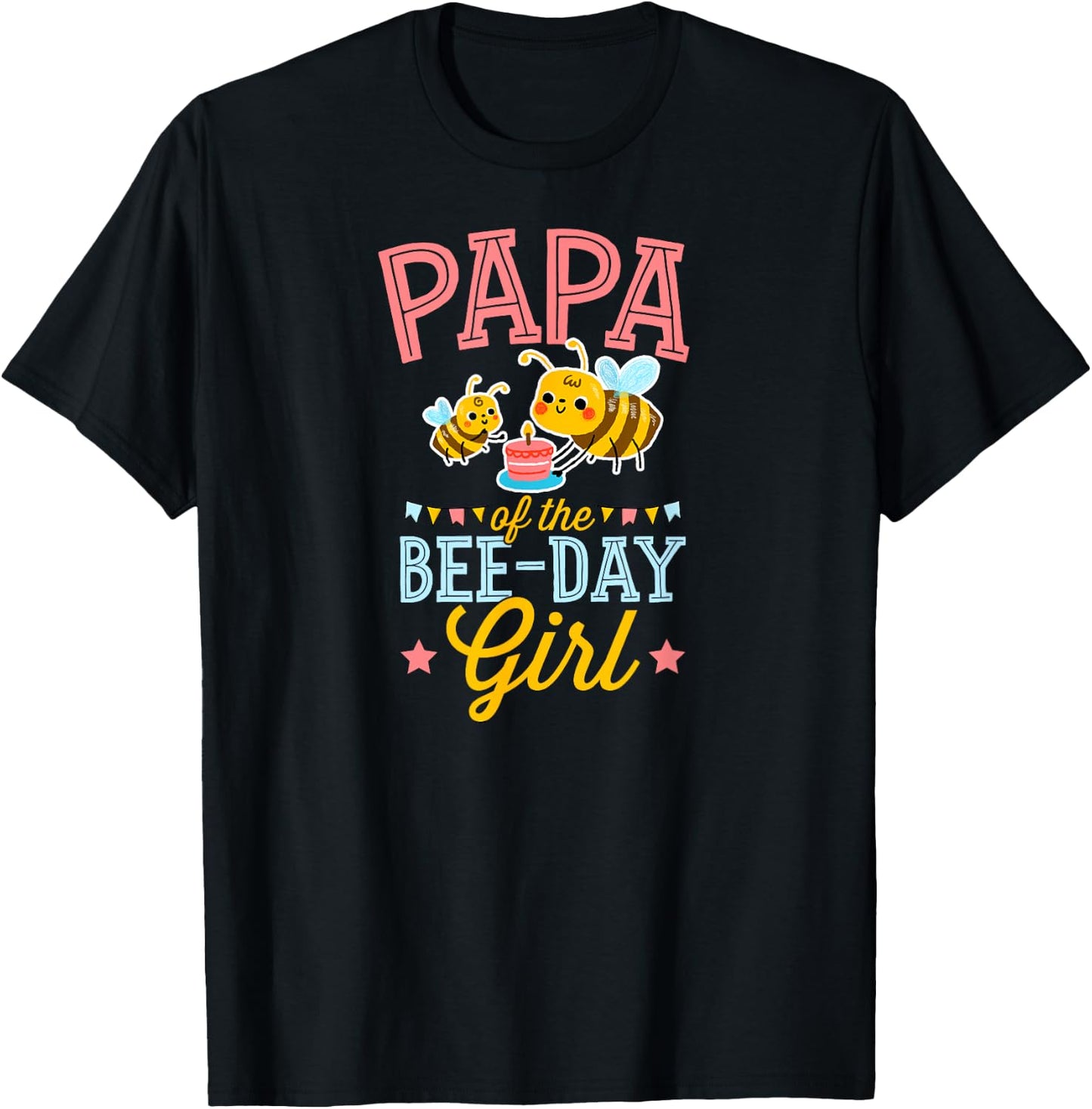 Papa Of The Bee Day Girl Cute Bee Themed Birthday Party T-Shirt - T-Shirt | Black