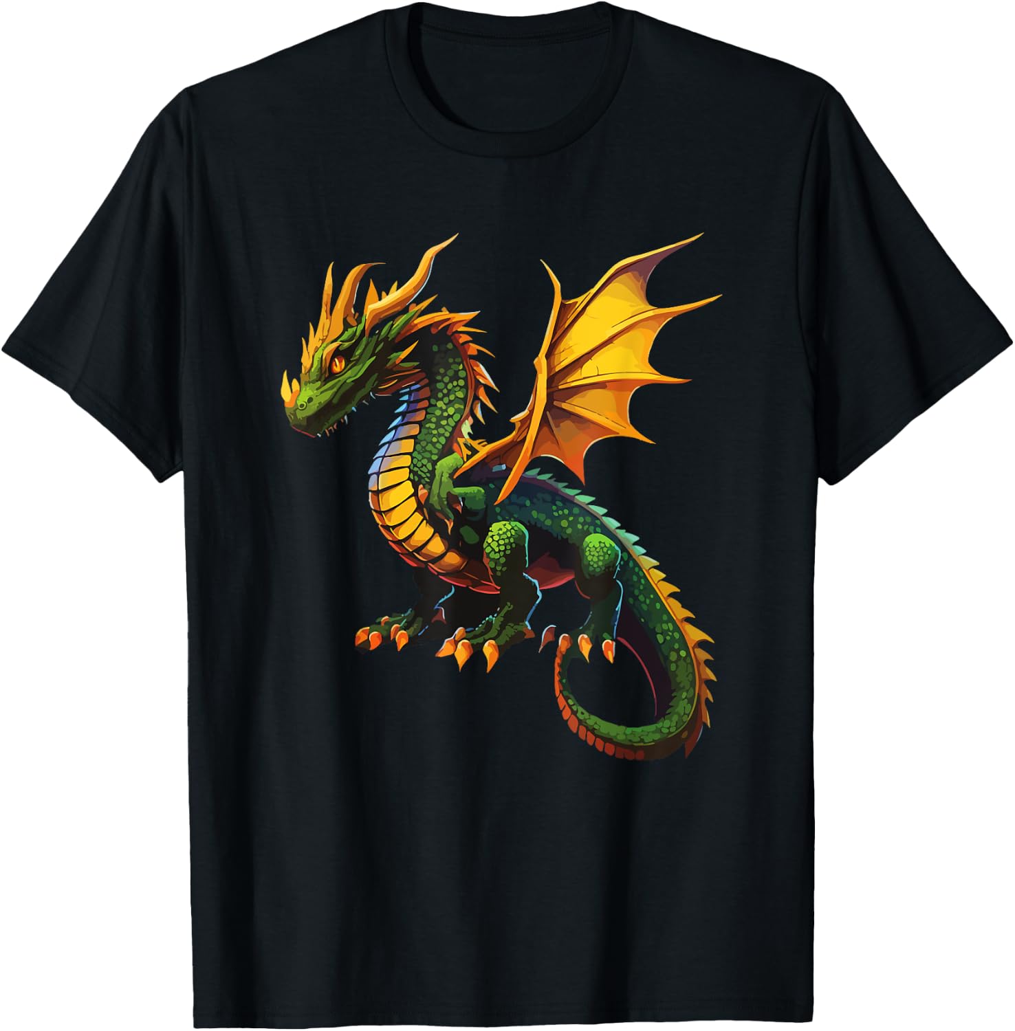 Dragon in Green Dragon Mystical Fantasy Mystical Creature , black T-Shirt - T-Shirt | Black