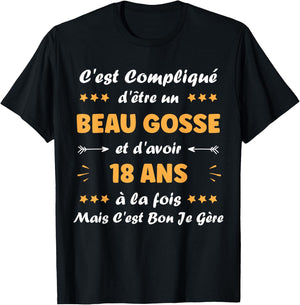 Beau Gosse 18 Years Teen Funny Birthday Boy 18 Years , Black, S T-Shirt - T-Shirt | Black