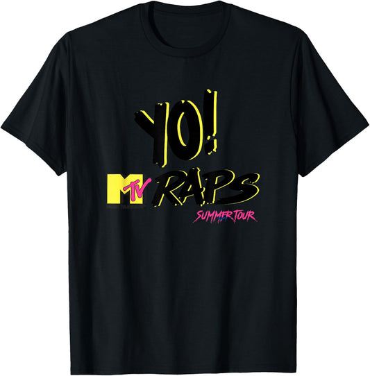 Yo! MTV Raps Summer Tour Neon 90s Hip Hop T-Shirt - T-Shirt | Black