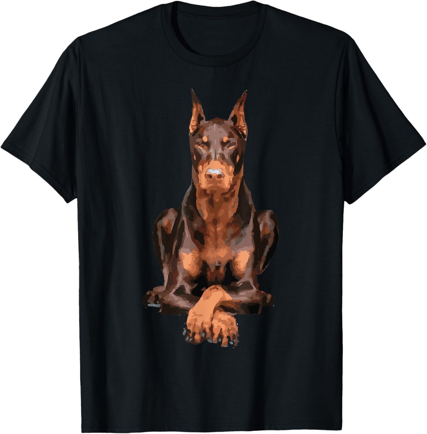 Watercolor Portrait Doberman Pinscher For Dog Owners T-Shirt - T-Shirt | Black