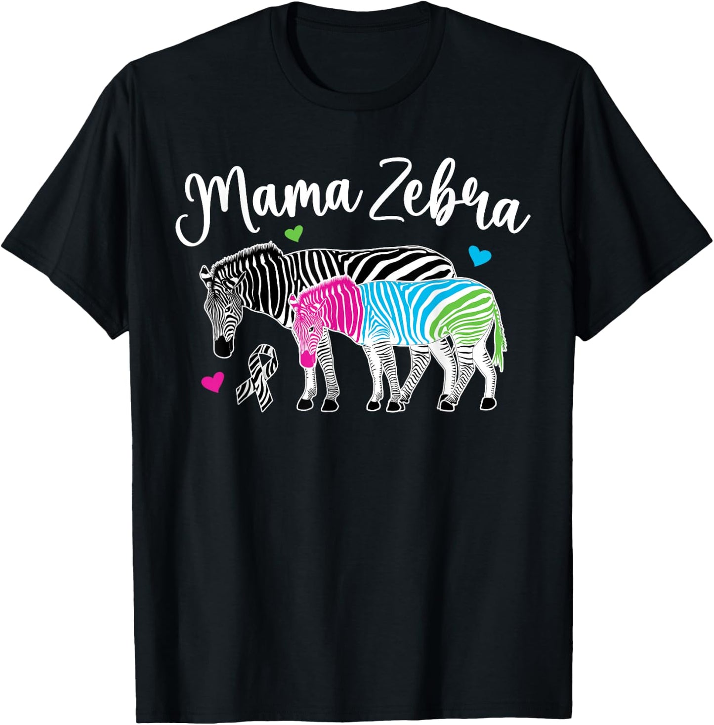 Mama Zebra Rare Disease Warrior Rare Disease Awareness T-Shirt - T-Shirt | Black
