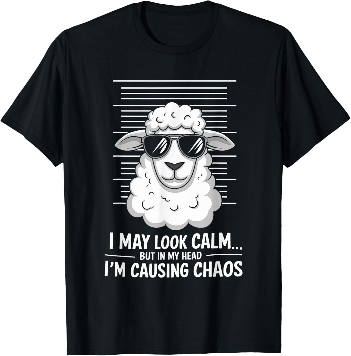 I May Look Calm but in My Head Funny Sheep T-Shirt - T-Shirt | Black