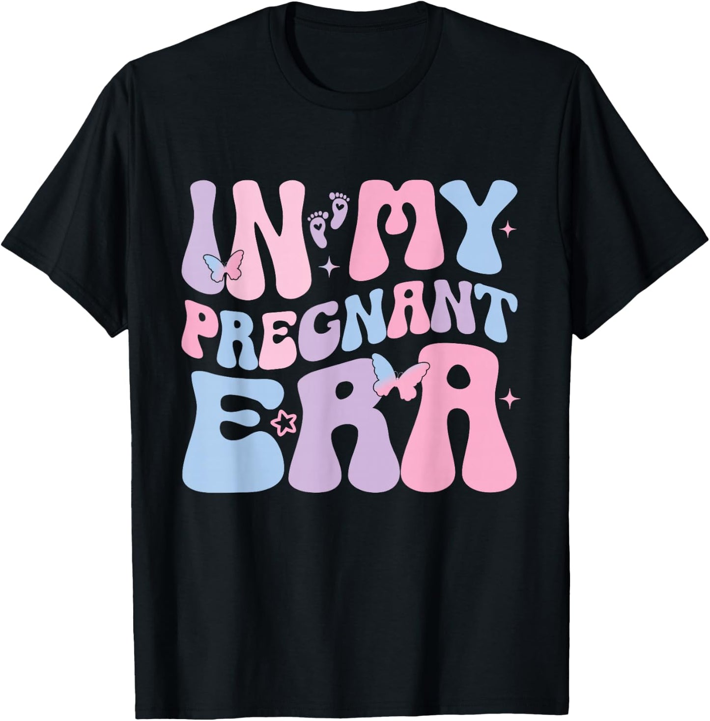 In My Pregnant Era Groovy Schwangere T-Shirt - T-Shirt | Black