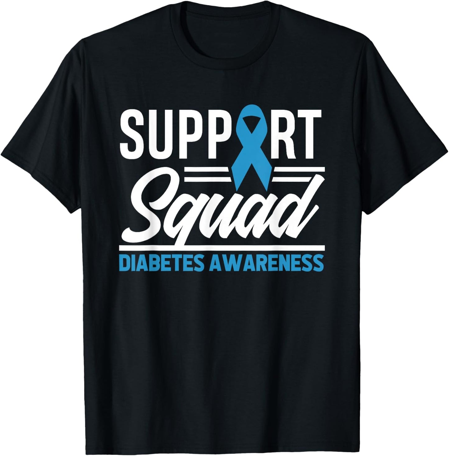 T1D T2D Warrior Support Squad Diabetes Awareness T-Shirt - T-Shirt | Black