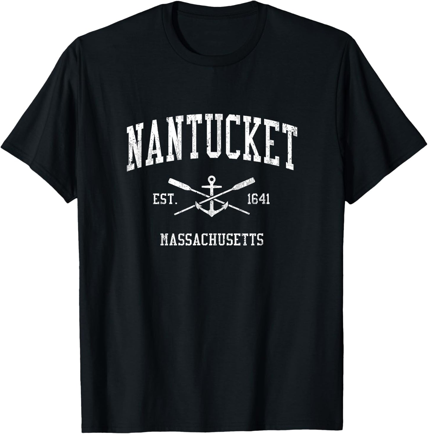 Nantucket MA Vintage gekreuzte Ruder & Bootsanker Sport T-Shirt - T-Shirt | Black