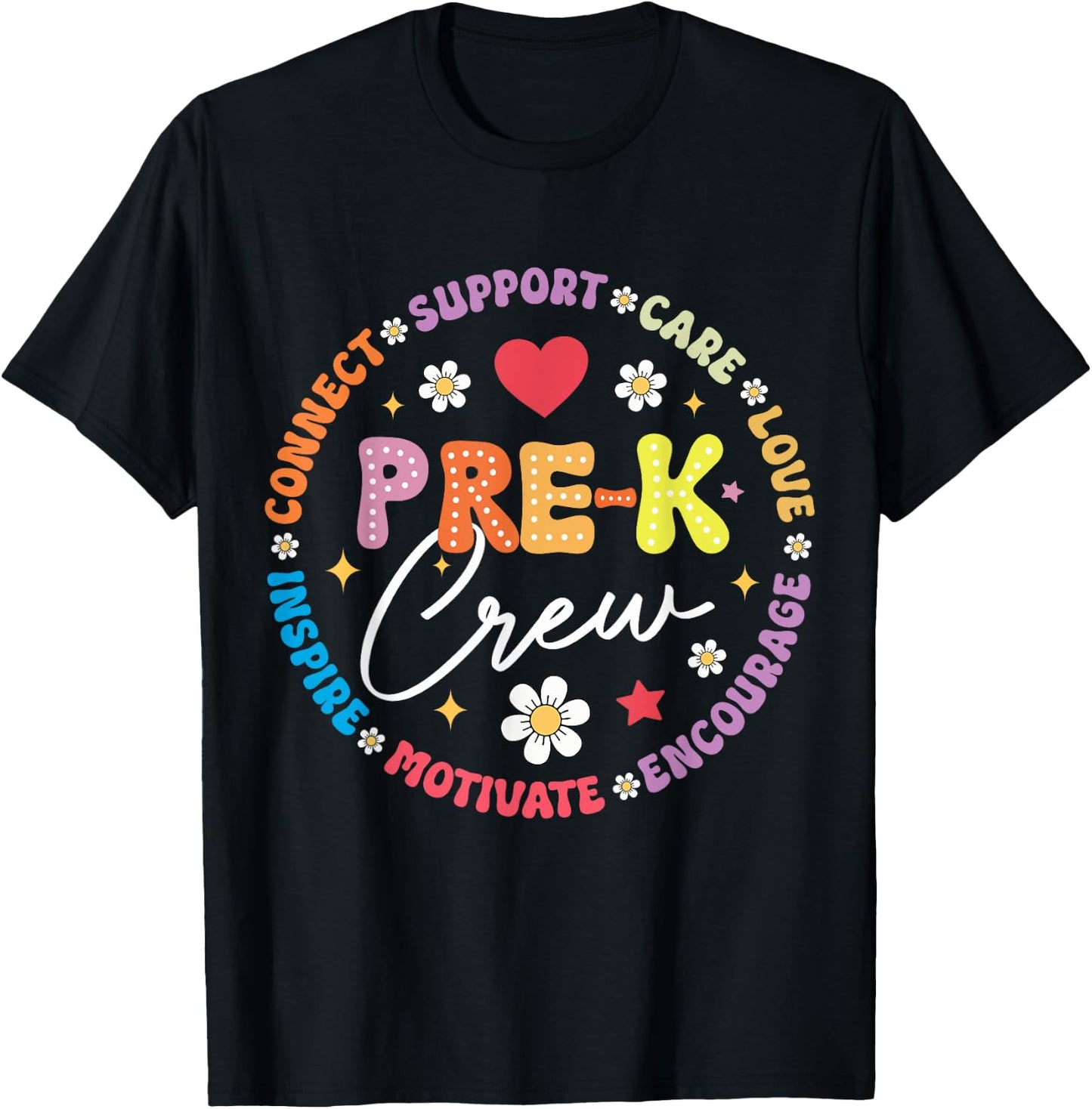 Pre-K Crew 1st Day Of School Funny Preschool Teacher Men Women Kids T-Shirt - T-Shirt | Black