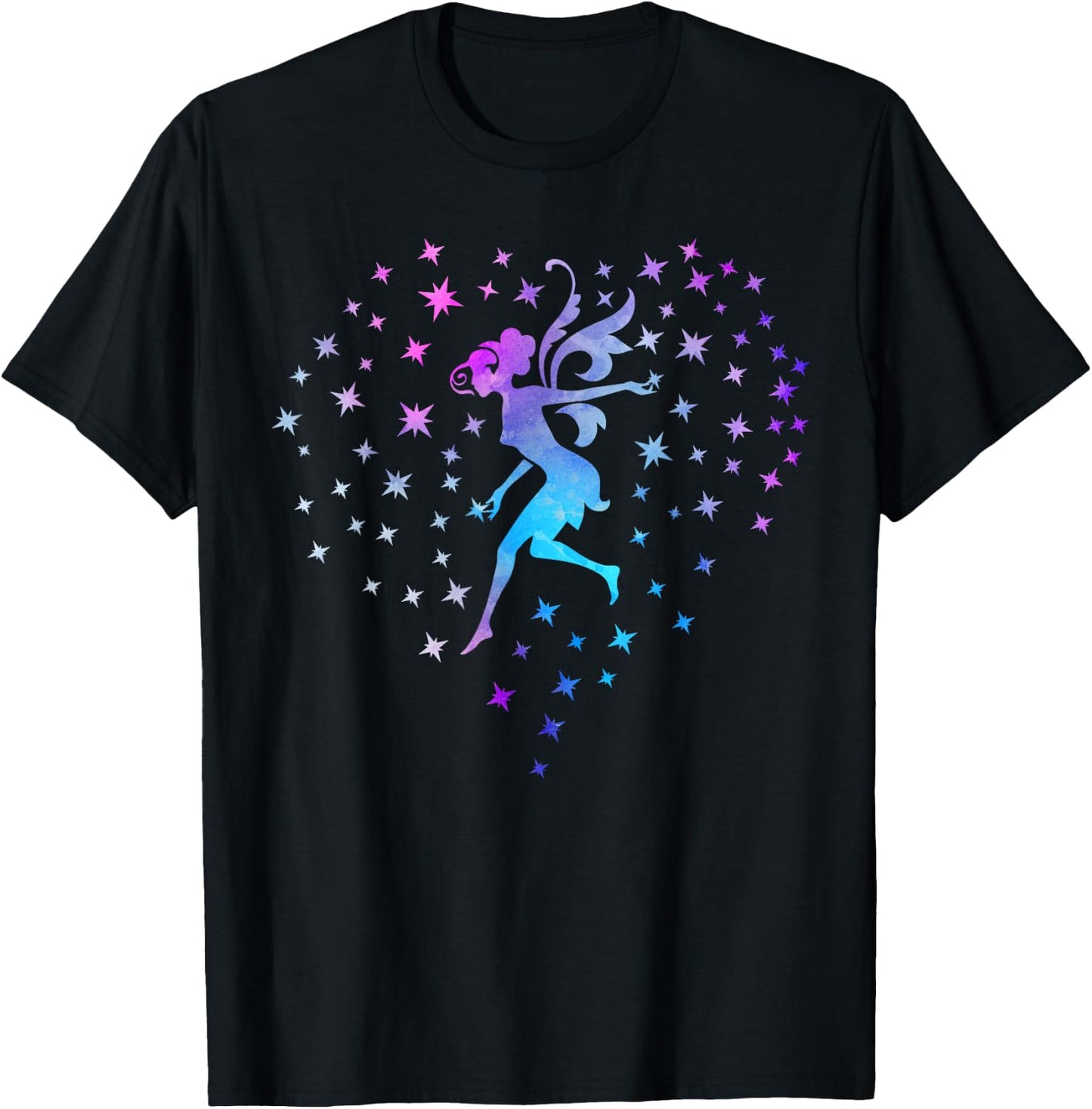 Fairy Heart Stars Vintage Love Fairies Fantasy Women Girls T-Shirt - T-Shirt | Black