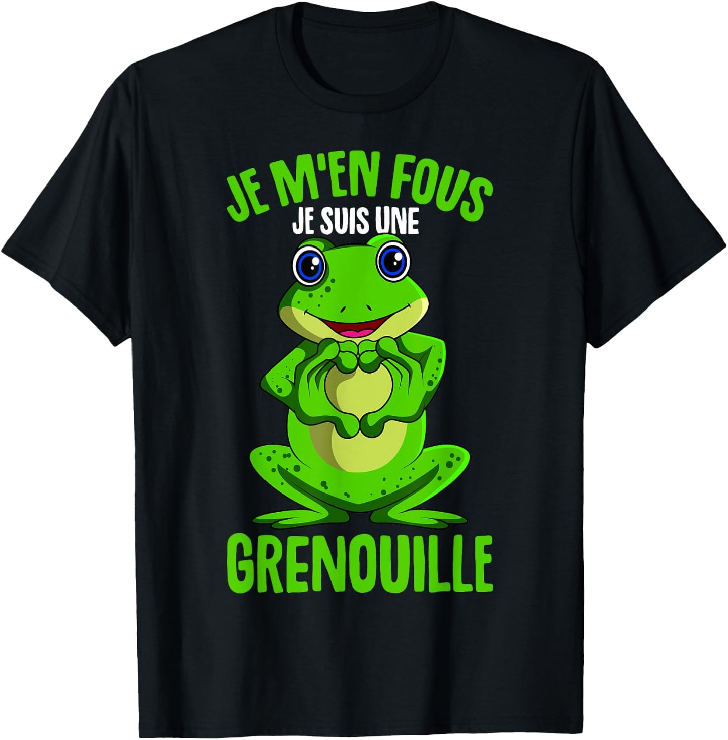 Je M'en Fous Je Suis Une Grenouille Woman Child , Black, S T-Shirt - T-Shirt | Black