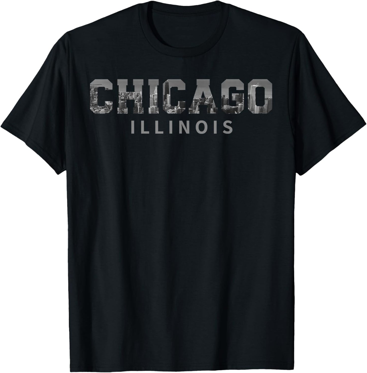 Vintage Souvenir Chicago Illinois Windy City Iconic Skyline , Black, S T-Shirt - T-Shirt | Black