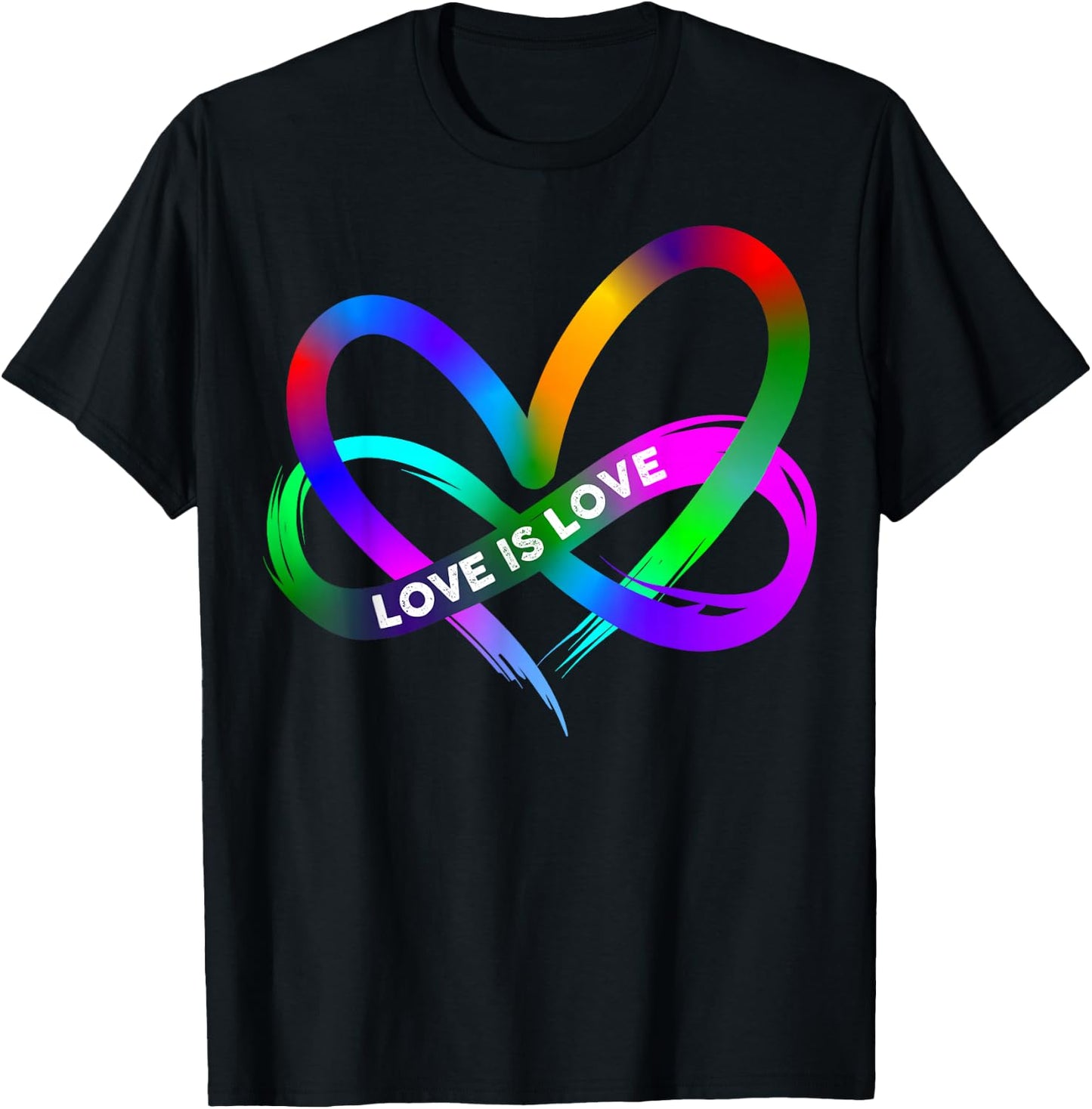 Pride Monat LGBT Straight Heart with Love Is Love , black T-Shirt - T-Shirt | Black