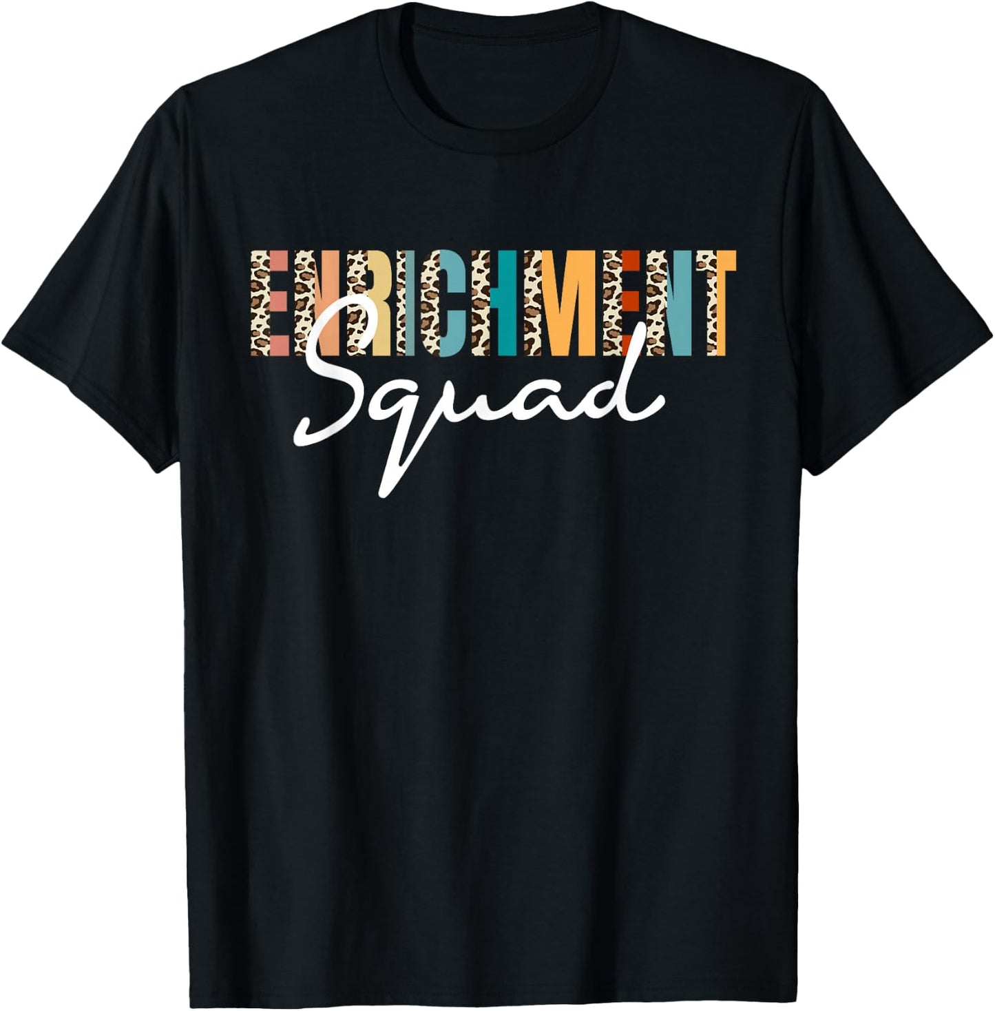 Enrichment Squad Leopard Pattern Recreation Specialist T-Shirt - T-Shirt | Black
