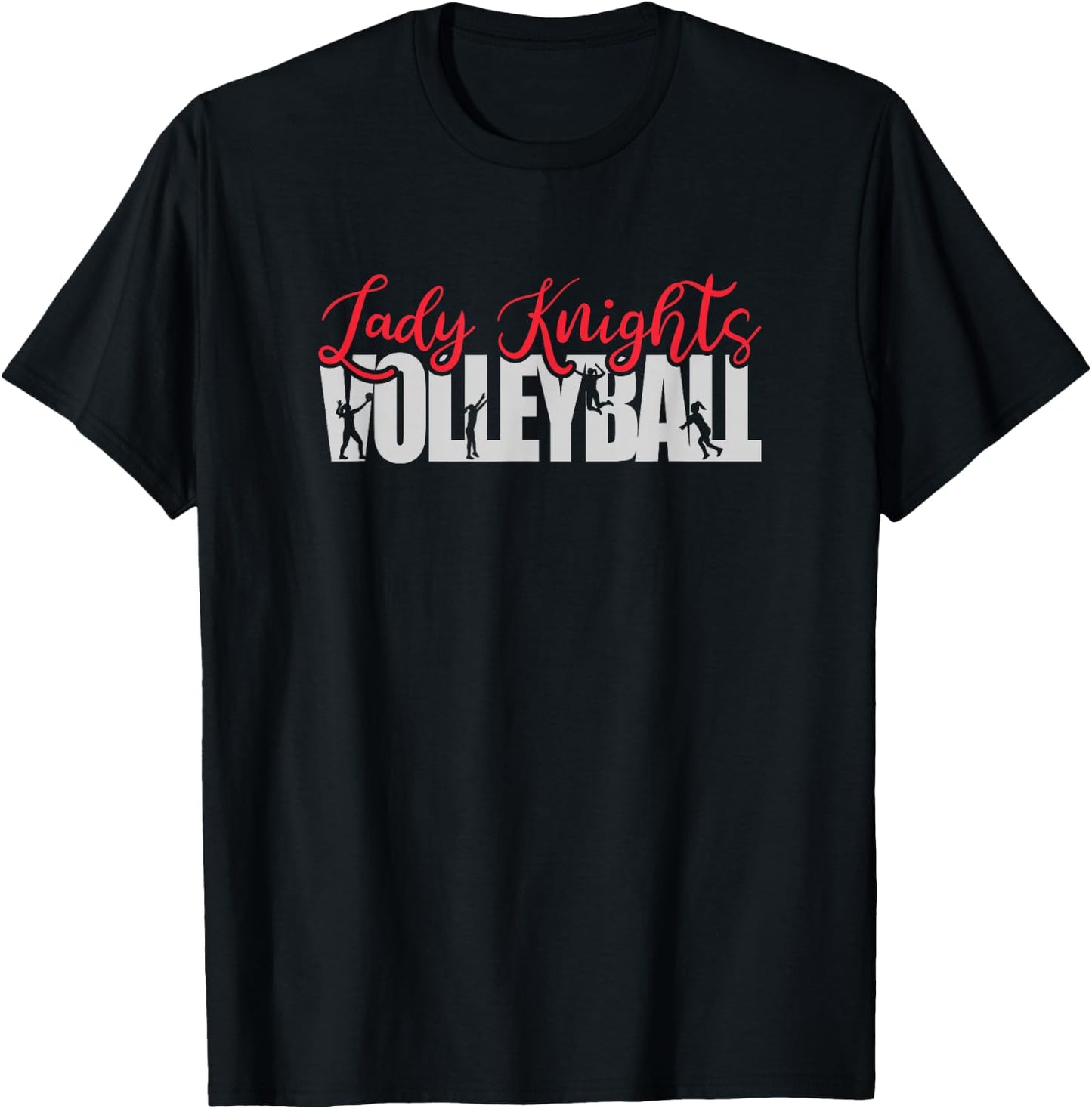 Lady Knights Volleyball Team Mascot Spirit Wear T-Shirt - T-Shirt | Black
