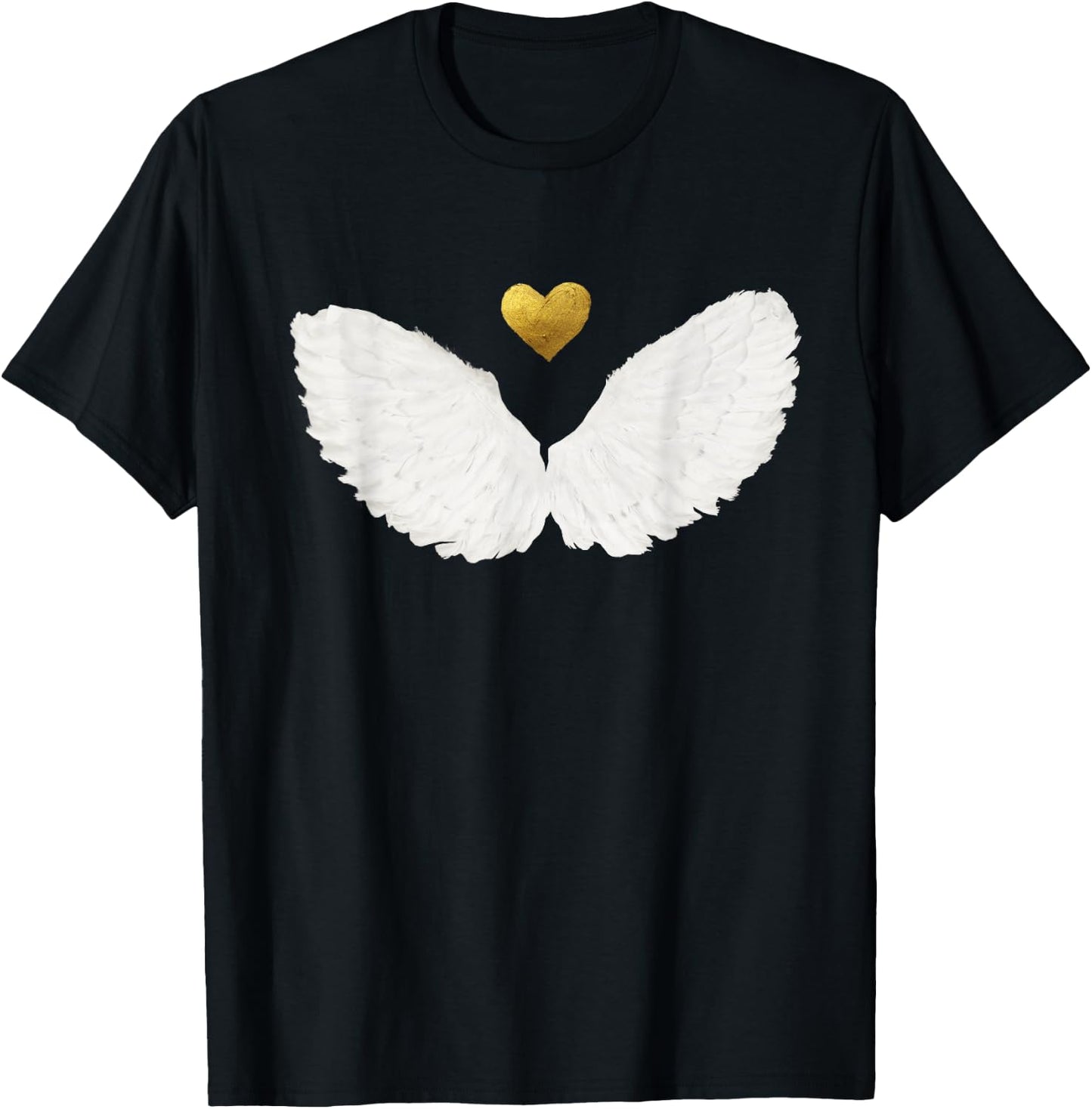 Angel wings gold heart T-Shirt - T-Shirt | Black