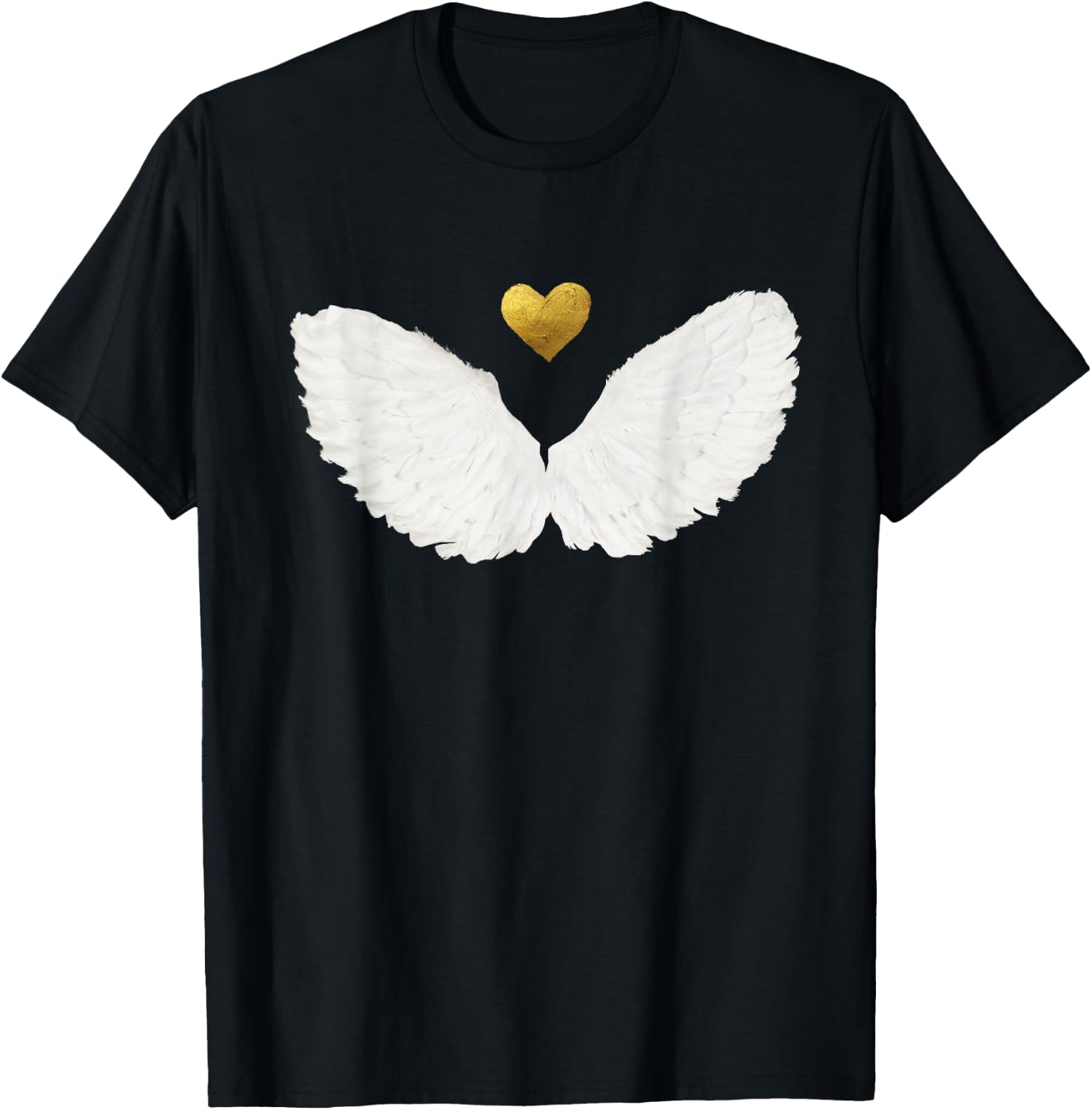 Angel wings gold heart T-Shirt - T-Shirt | Black