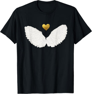 Angel wings gold heart T-Shirt - T-Shirt | Black