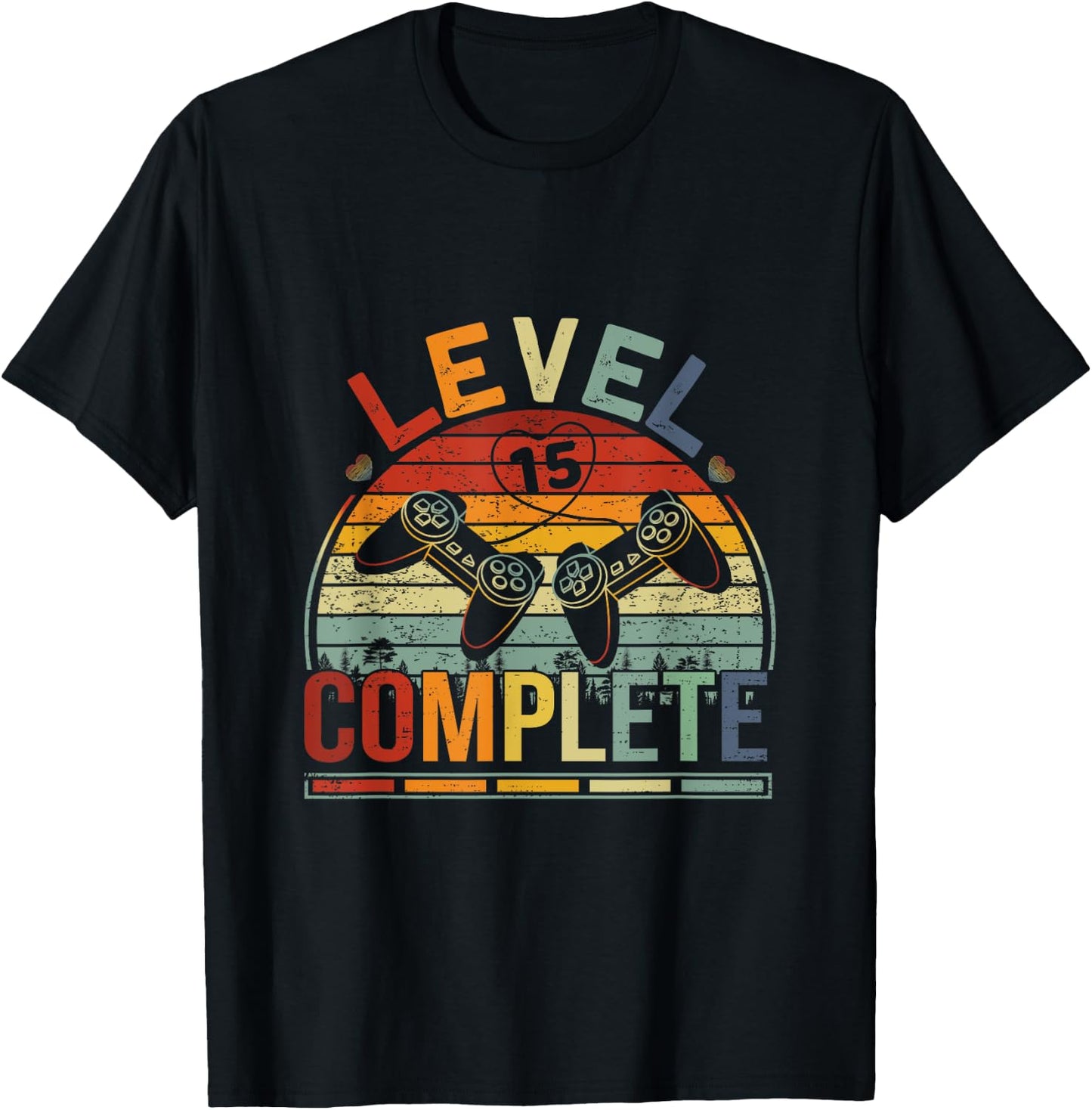 Level 15 Complete Retro Video Gamer Couple 15th Anniversary T-Shirt - T-Shirt | Black