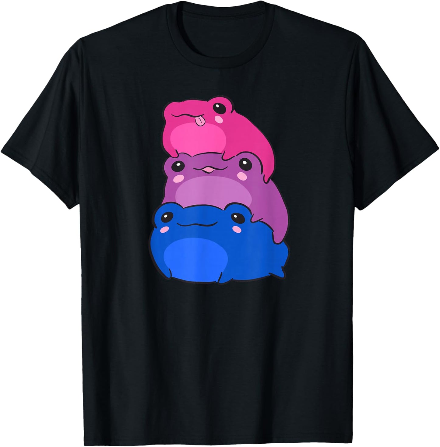 Bisexual Flag Color Frogs Subtle Bi Pride LGBTQ Aesthetic T-Shirt - T-Shirt | Black