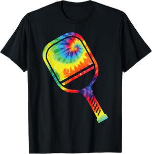 Pickleball Paddle Tie Dye Retro 80s 90s T-Shirt - T-Shirt | Black
