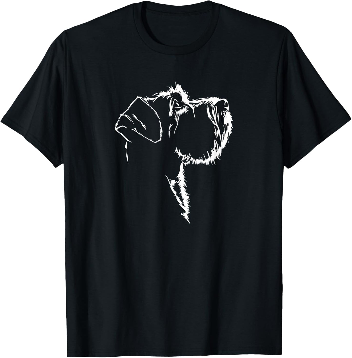 Schnauzer Portrait Silhouette Dog Medium Schnauzer Dog T-Shirt - T-Shirt | Black