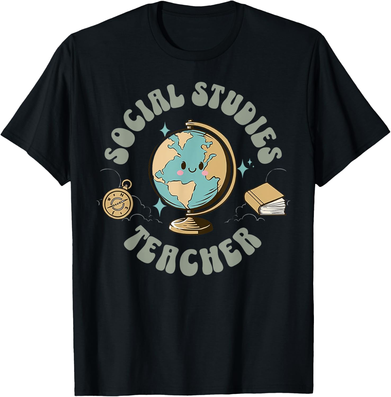 Retro Social Studies Teacher Earth Globe History Teacher T-Shirt - T-Shirt | Black