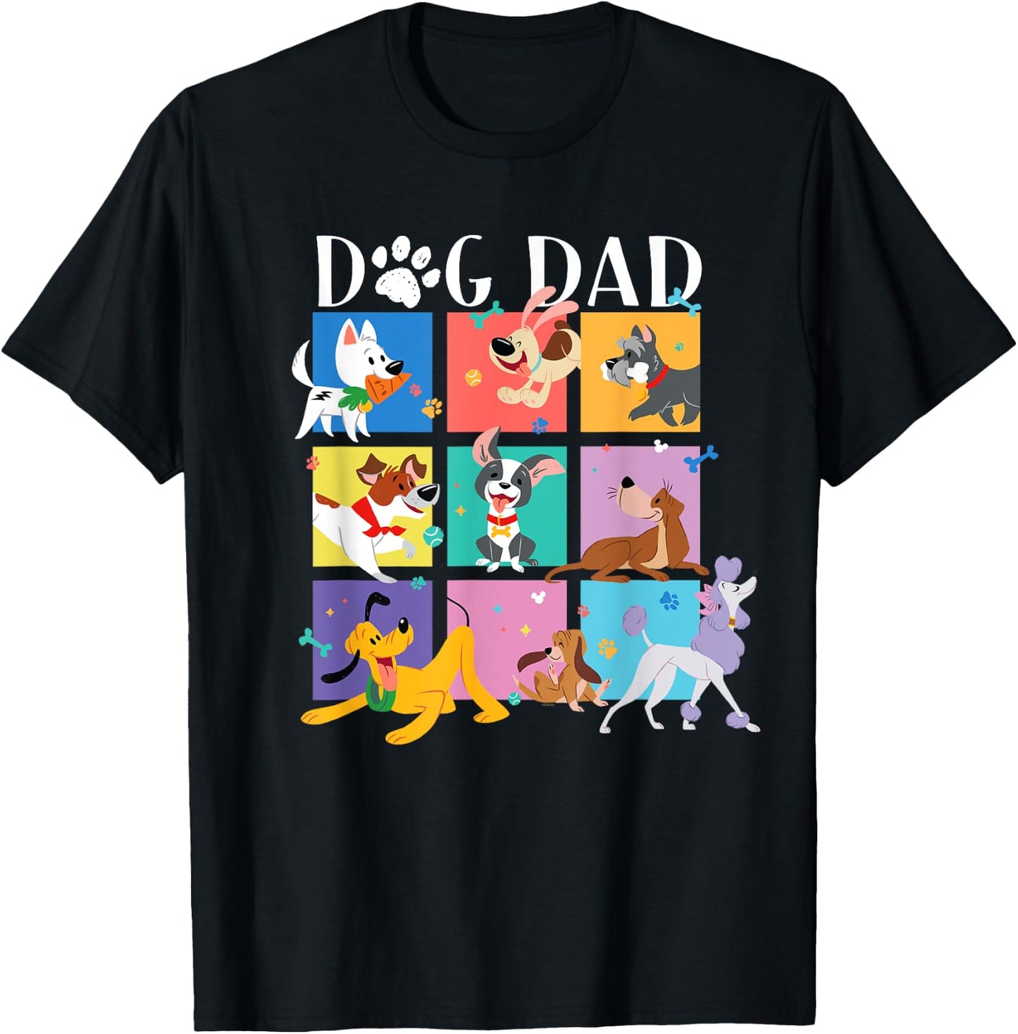 Disney "Dog Dad" Pet Parent Animated Disney Dogs T-Shirt - T-Shirt | Black
