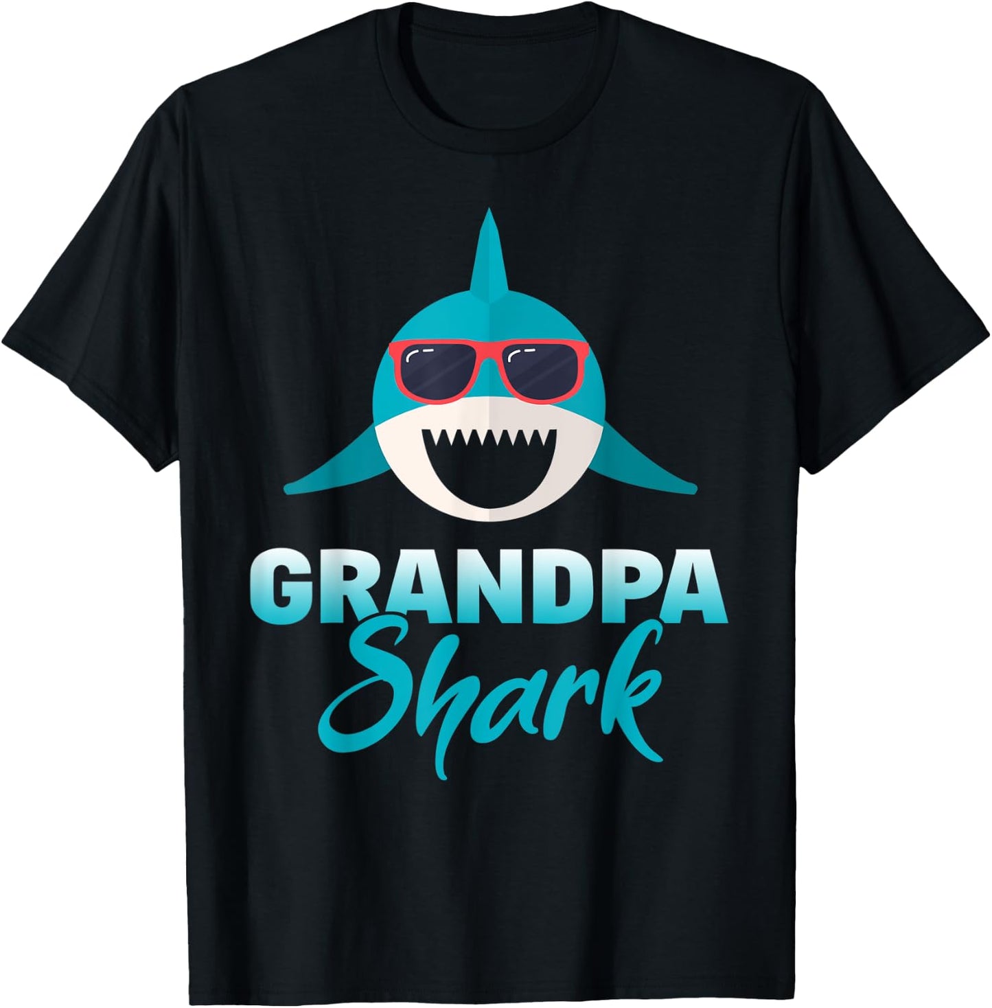 Grandpa Shark Wearing Cool Sunglasses Grandpa Gift T-Shirt - T-Shirt | Black