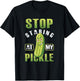 Funny Stop Starring At My Pickle Adult Humor Vegetable Vegan T-Shirt - T-Shirt | Black