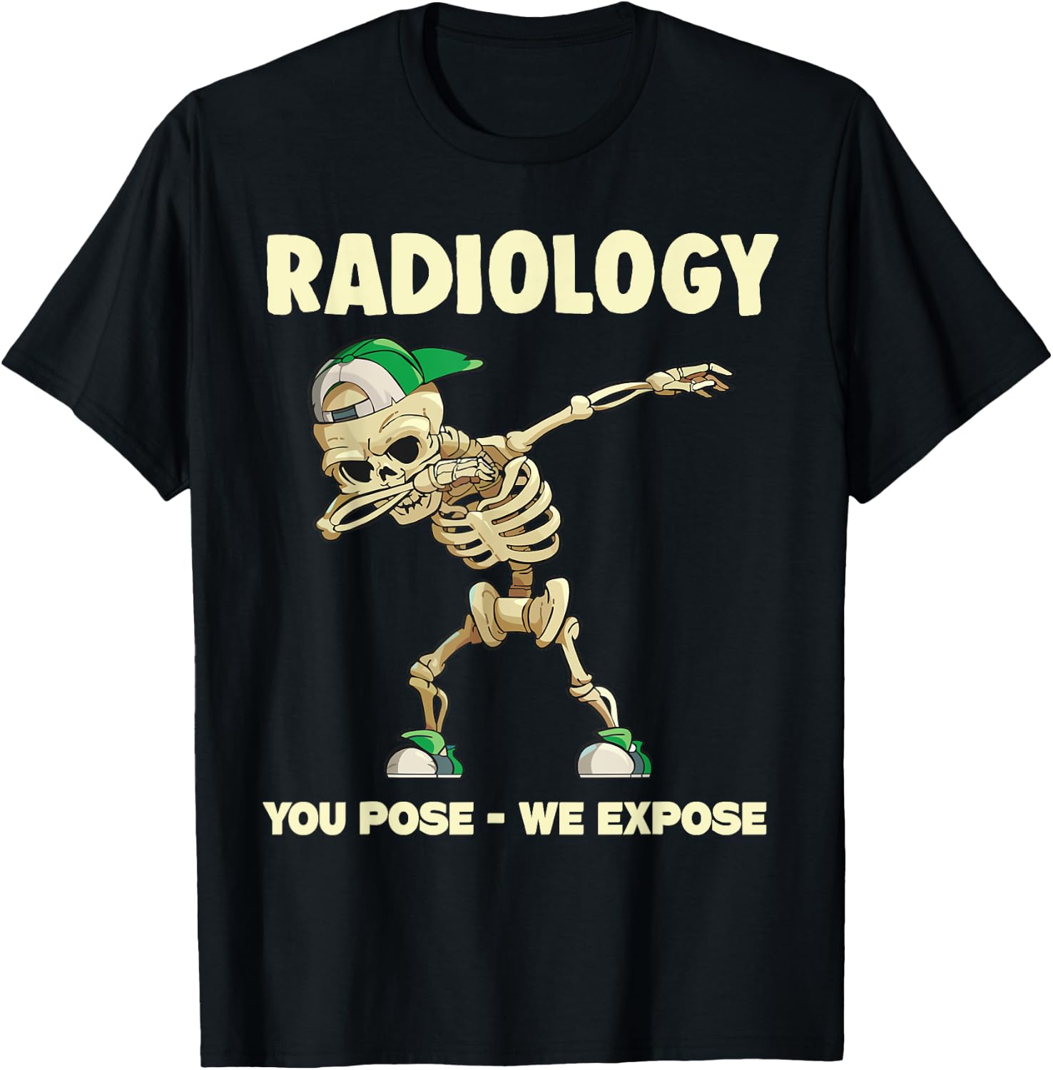 Funny Dabbing Skeleton Rad Tech X-ray Radiology Men Women T-Shirt - T-Shirt | Black
