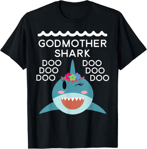 Godmother Shark shirt Matching Family Shirts Shark T-Shirt - T-Shirt | Black