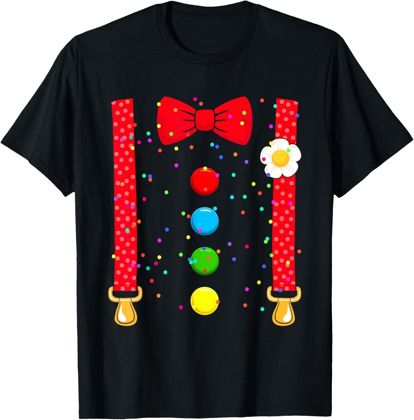 Clown Costume with Braces Bow Tie for Carnival Fancy Dress , black T-Shirt - T-Shirt | Black