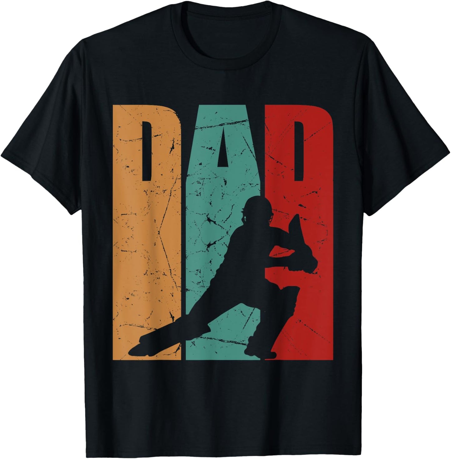 Vintage Cricket Dad Father's Day Ideas Cricket Player T-Shirt - T-Shirt | Black