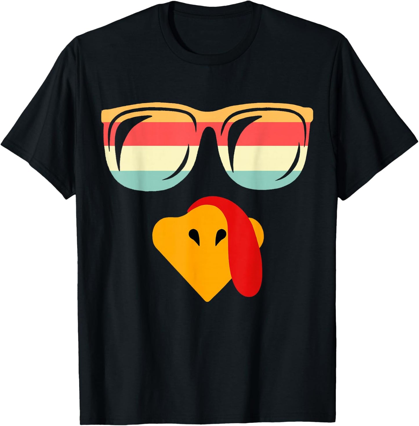 Cool Turkey Face With Sunglasses Funny Thanksgiving For Boys T-Shirt - T-Shirt | Black