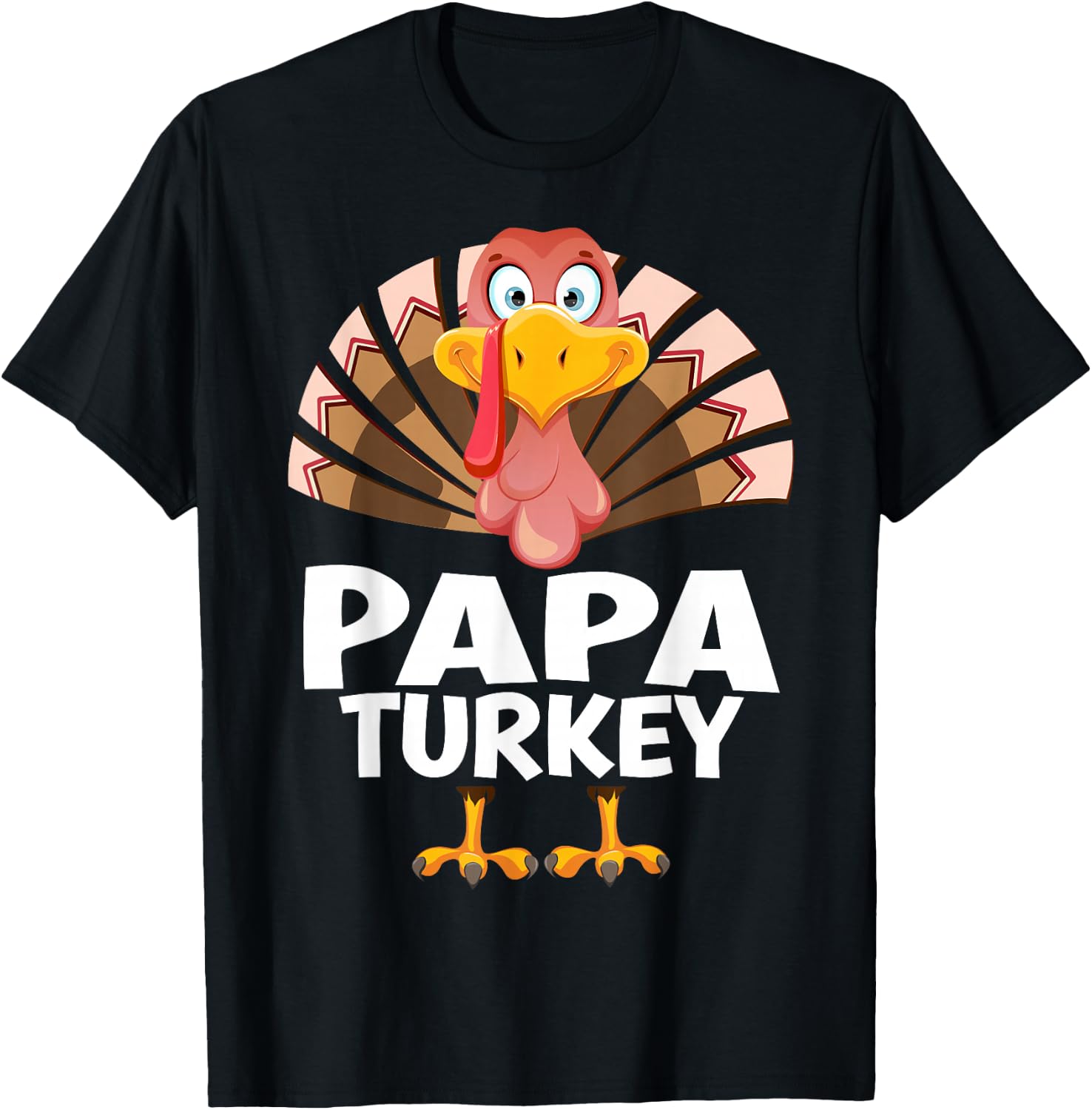Thanksgiving Papa Turkey Matching Pajama T-Shirt - T-Shirt | Black