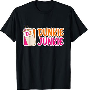 Donut and coffee lover Dunkie Junkie Short Sleeve T-Shirt - T-Shirt | Black