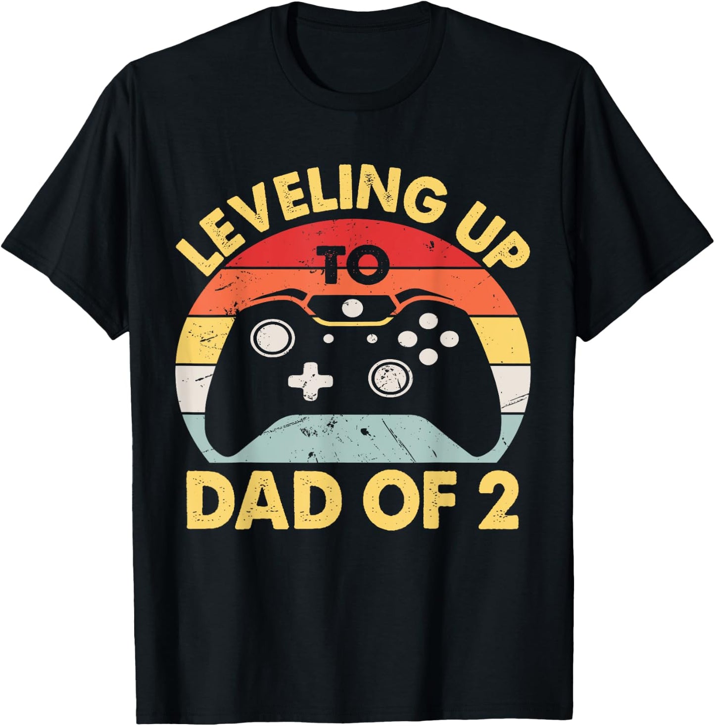 Daddy of Two Gamer Daddy Squared 2 Gaming Father for the Second Time T-Shirt - T-Shirt | Black