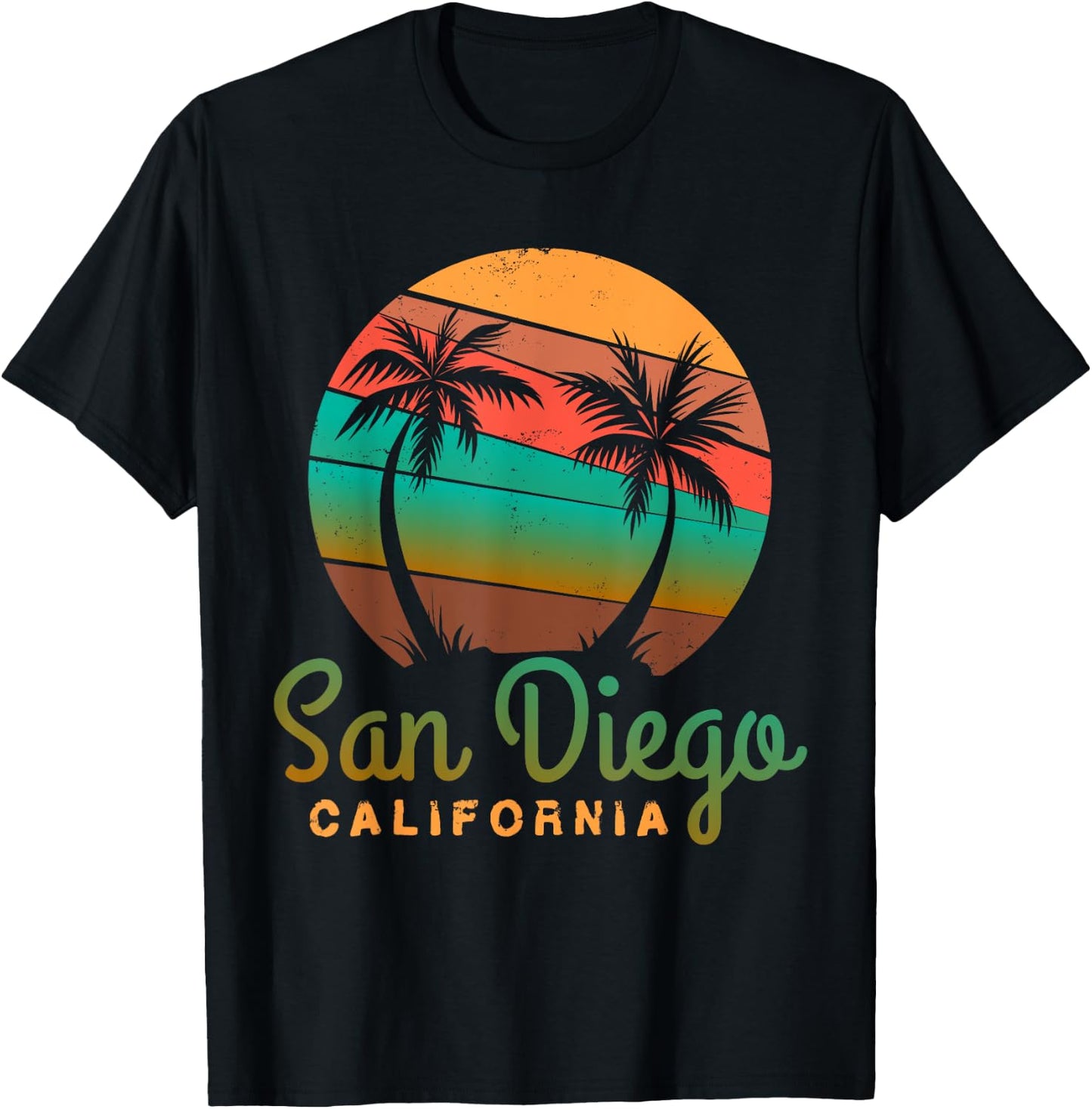 San Diego CA print Palm Trees California Souvenir T-Shirt - T-Shirt | Black