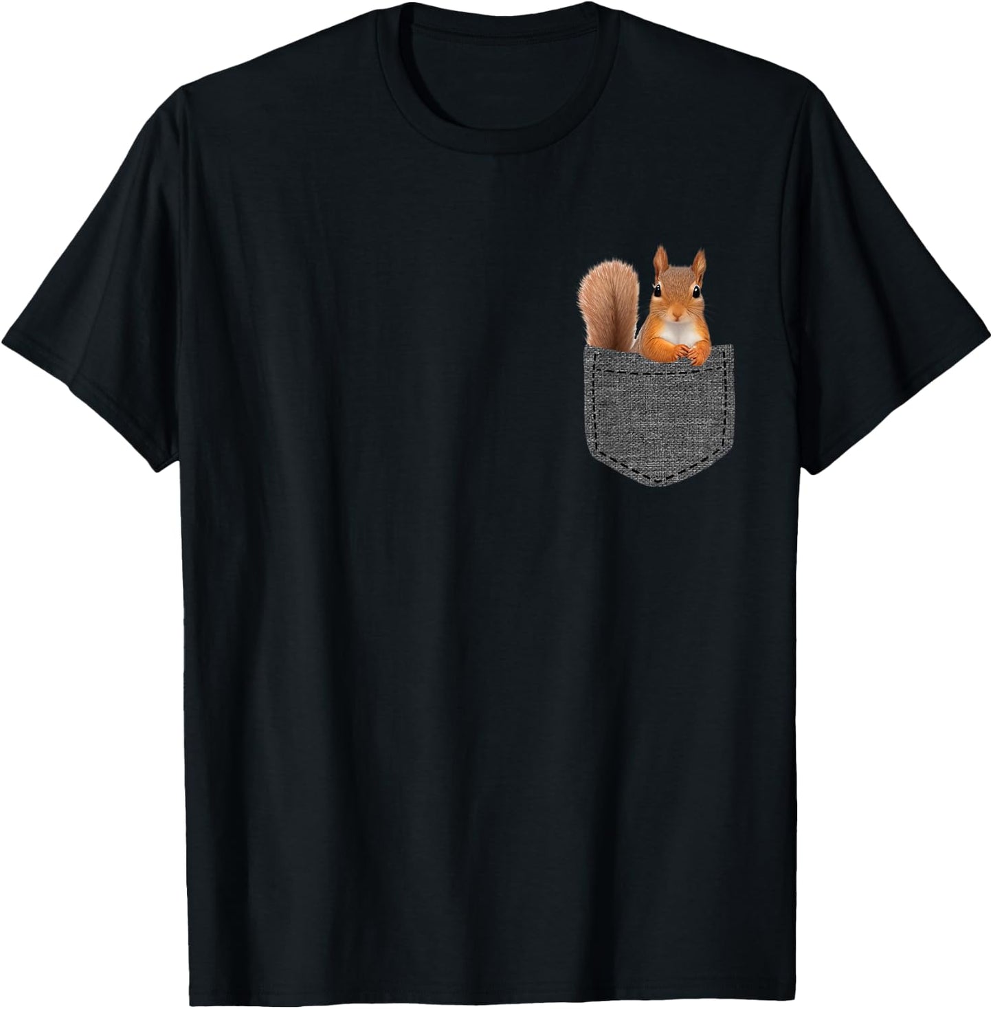 Squirrel in Pocket T-Shirt - T-Shirt | Black