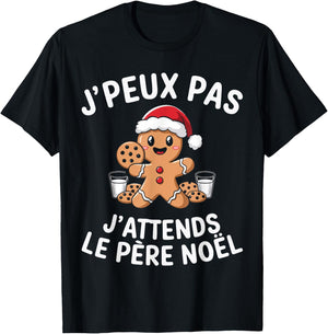 Gingerbread J'peux Pas J'attends Le Père Noël Humour Christmas T-Shirt - T-Shirt | Black