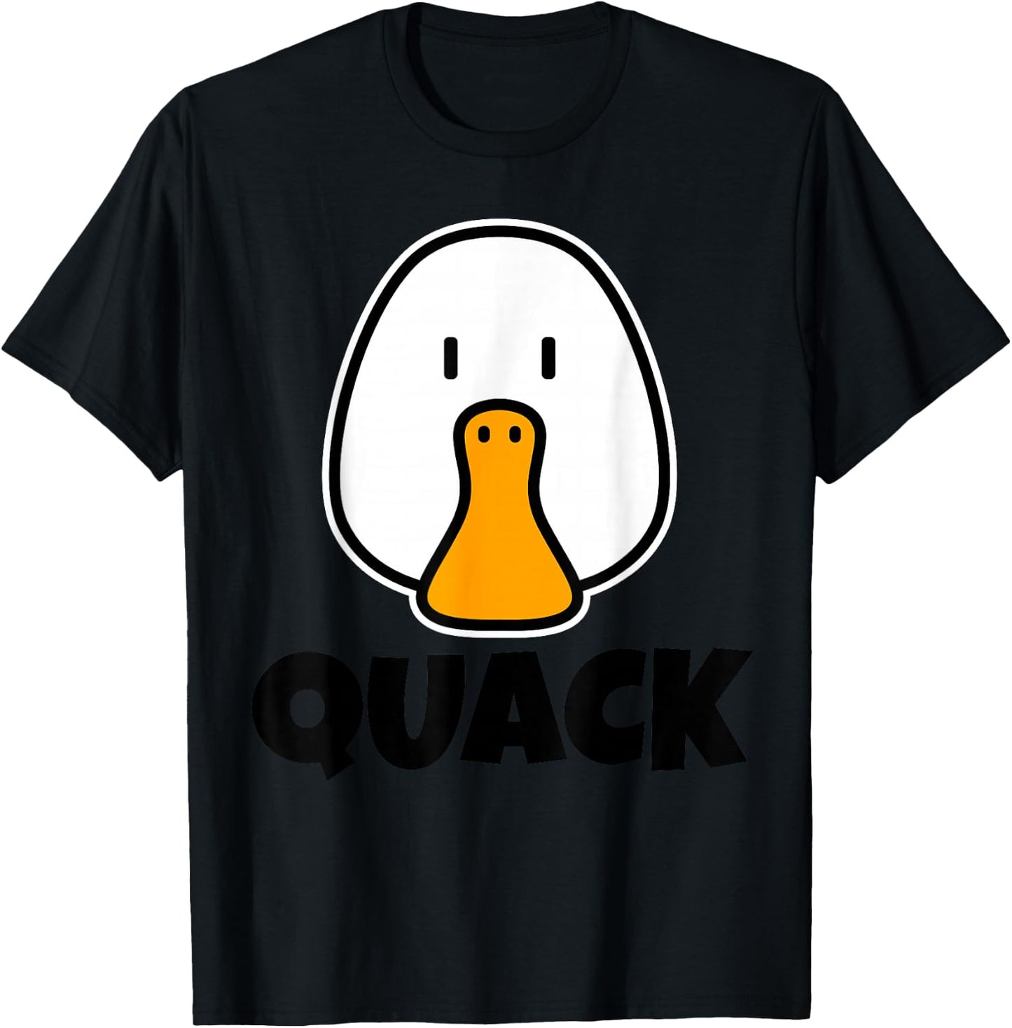 QUACK Cute Childrens Ducks Design for Kids Cartoon Duck Face T-Shirt - T-Shirt | Black