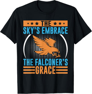 The Sky’s Embrace The Falconer’s Grace Falconry T-Shirt - T-Shirt | Black