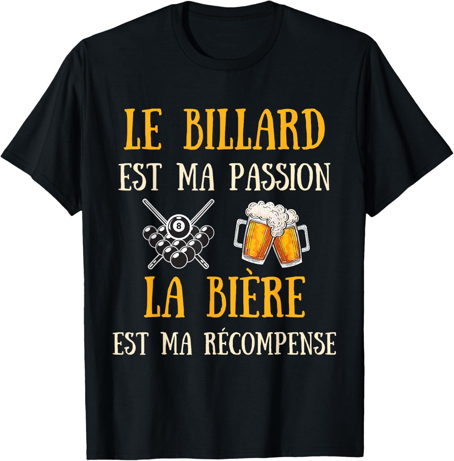 Men's Billiards Humour Vintage Gift Humorous Beer , Black, S T-Shirt - T-Shirt | Black