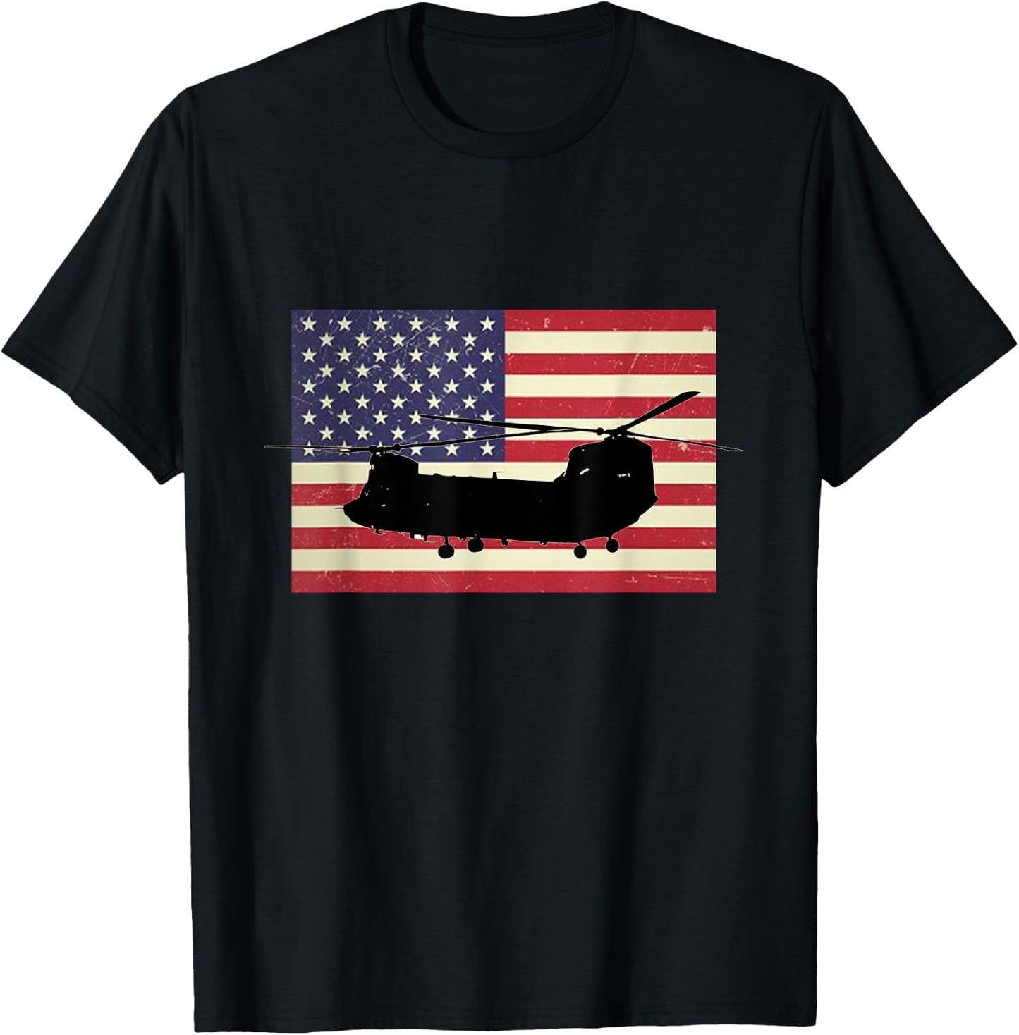 American USA Flag Chinook Helicopter Army Military Pilot Kids Men T-Shirt - T-Shirt | Black