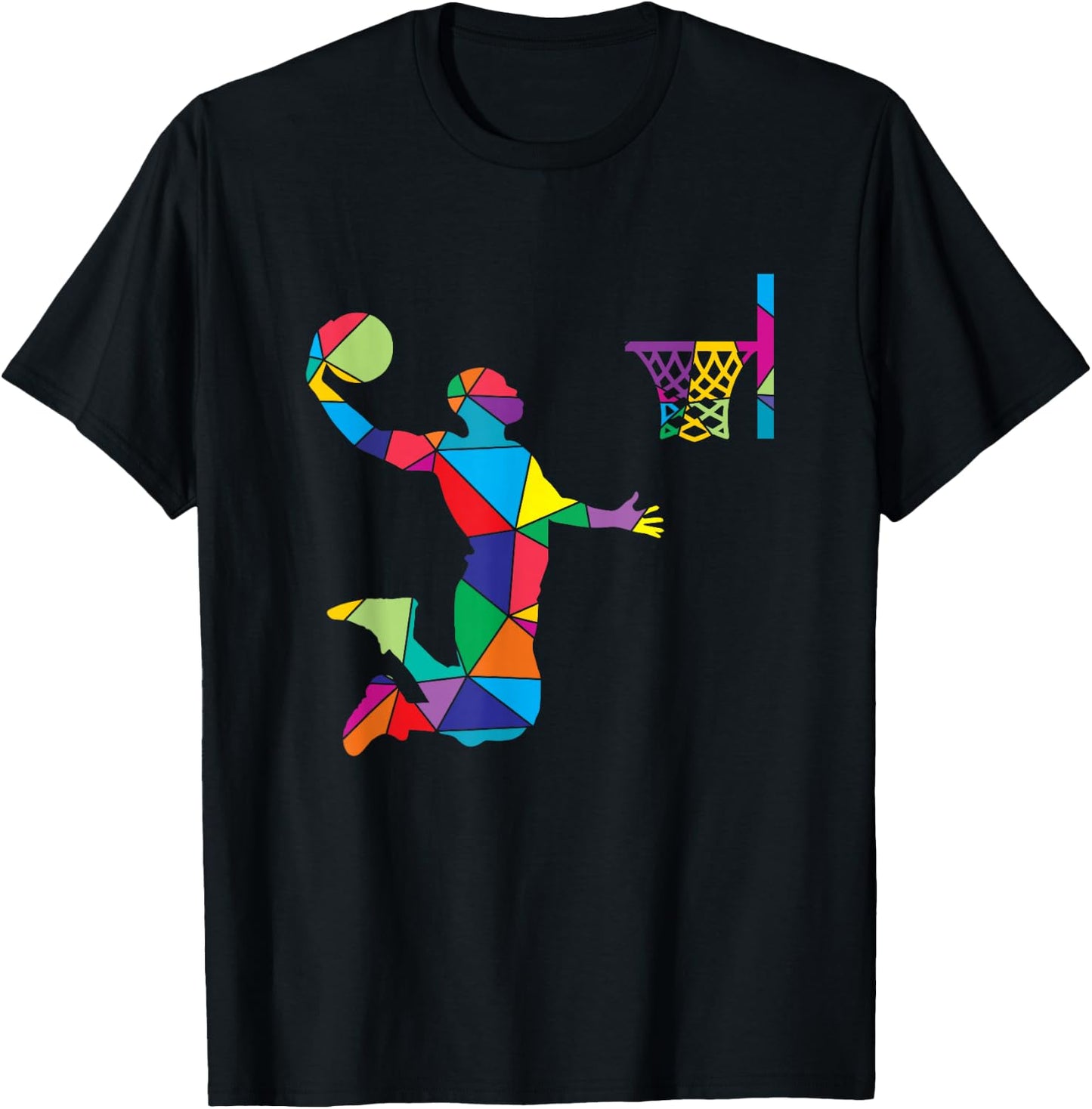 Low Poly Art Baller Geometric Polygon Art Basketball T-Shirt - T-Shirt | Black