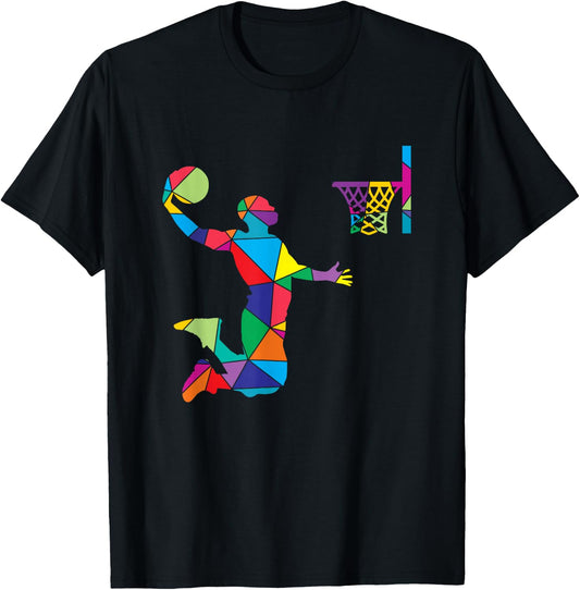Low Poly Art Baller Geometric Polygon Art Basketball T-Shirt - T-Shirt | Black