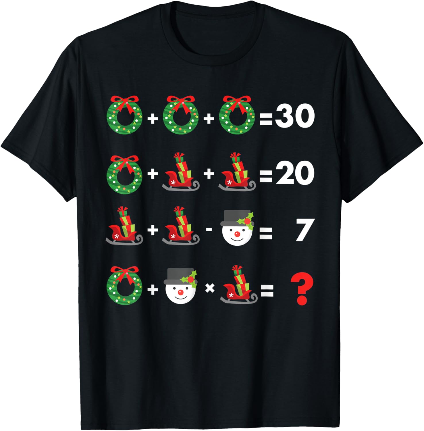 Math Teacher Order of Operations Christmas Men Women Kids T-Shirt - T-Shirt | Black