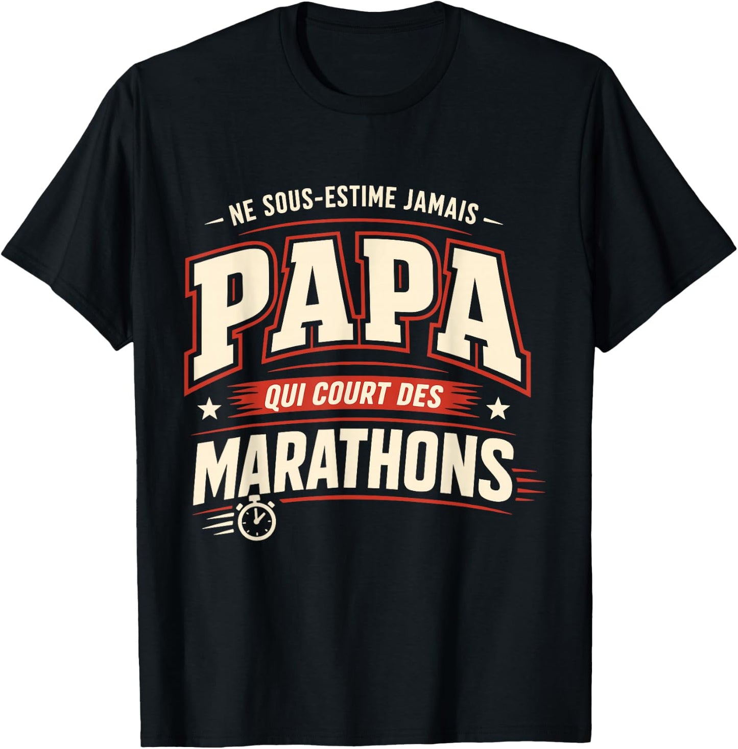 Papa Marathon Humour Cadeau Coureur Homme Running T-Shirt - T-Shirt | Black